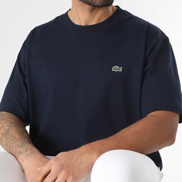 Lacoste - Tee Shirt Relaxed Fit Logo Brodé Crocodile Bleu Marine