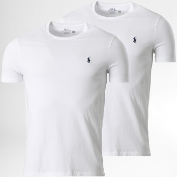 Polo Ralph Lauren - Lot De 2 Tee Shirts Custom Slim Fit Original Player Blanc