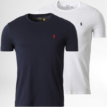 Polo Ralph Lauren - Pack aus 2 T-Shirts Custom Slim Fit Original Player Weiß Marineblau
