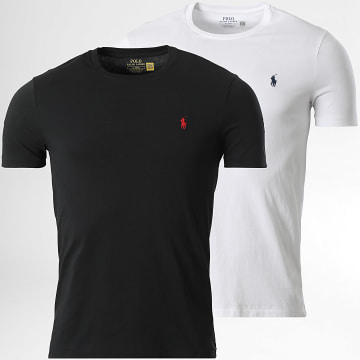 Polo Ralph Lauren - Pack aus 2 T-Shirts Custom Slim Fit Original Player Weiß Schwarz