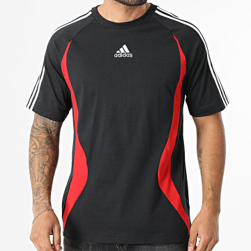 Adidas Sportswear - Tee Shirt A Bandes Teamgeist KE2777 Noir Rouge