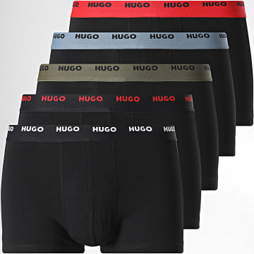 HUGO - Lot De 5 Boxers 50532619 Noir Rouge Bleu Vert Kaki Blanc