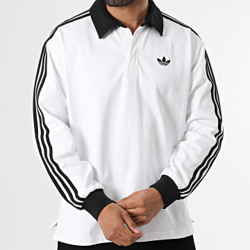 Adidas Originals - Polo Manches Longues A Bandes 3 Stripes KE3575 Blanc Noir