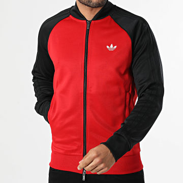 Adidas Originals - Chaqueta con cremallera a rayas KE3510 Rojo Negro