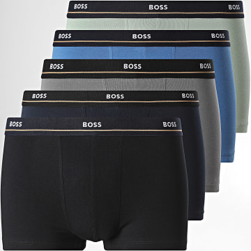 BOSS - Pack de 5 Boxers 50531660 Negro Azul Marino Gris Verde Caqui Claro Azul Claro