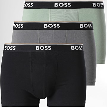 BOSS - Lot De 3 Boxers Power 50554693 Noir Gris Vert Kaki Clair