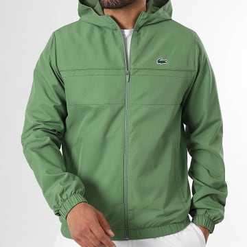 Lacoste - Veste Zippée Capuche Logo Crocodile Vert