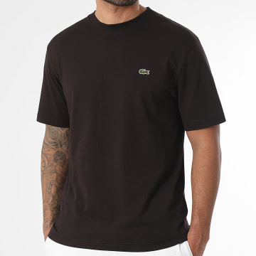 Lacoste - Tee Shirt Logo Brodé Crocodile Classic Fit Marron Foncé