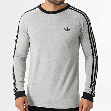 Adidas Originals - Tee Shirt Manches Longues A Bandes 3 Stripes KE3542 Gris Chiné Noir