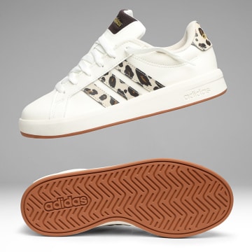 Adidas Performance - Zapatillas Mujer Grand Court 3.0 J KJ4849 Core White Leopard