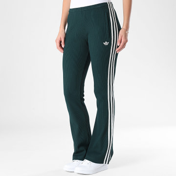 Adidas Originals - Pantalon Jogging Evasé A Bandes Femme Waffle KS7794 Vert Foncé Blanc