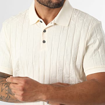 Calvin Klein - Polo Manches Courtes Mercerized Emblem Jacquard LE203 Beige