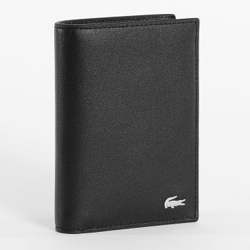 Lacoste - Portefeuille En Cuir Vertical Avec Logo Crocodile Metal Noir
