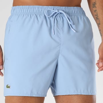 Lacoste - Badehose mit gesticktem Krokodil-Logo Hellblau
