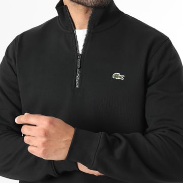 Lacoste - Sweat Col Montant Zippé Classic Fit Logo Brodé Crocodile Noir