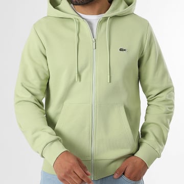 Lacoste - Sweat Zippé Capuche Logo Brodé Crocodile Classic Fit Vert