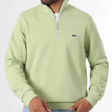 Lacoste - Sweat Col Montant Zippé Classic Fit Logo Brodé Crocodile Vert