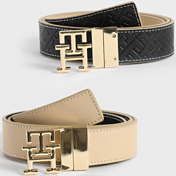 Tommy Hilfiger - Cinturón Reversible Mujer Logo 8256 Beige Negro