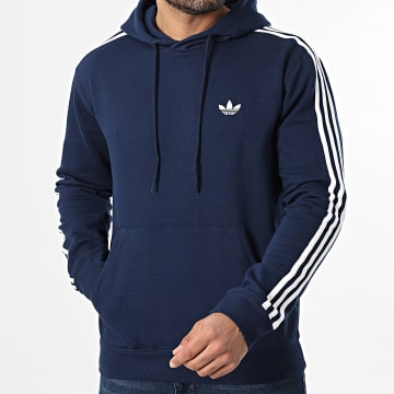 Adidas Originals - Sweat Capuche A Bandes 3 Stripes KE3556 Bleu Marine Blanc