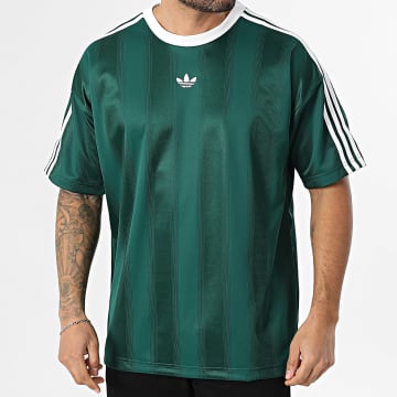 Adidas Originals - Tee Shirt A Bandes Jacquard Jersey KD5834 Vert Bouteille