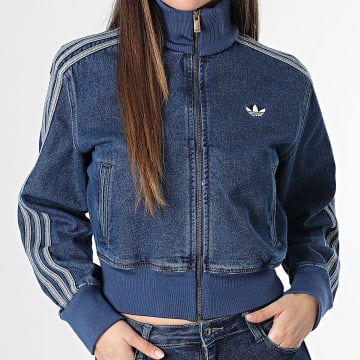 Adidas Originals - Chaqueta Vaquero Cierre Crema A Rayas Mujer Firebird KD2913 Azul Denim