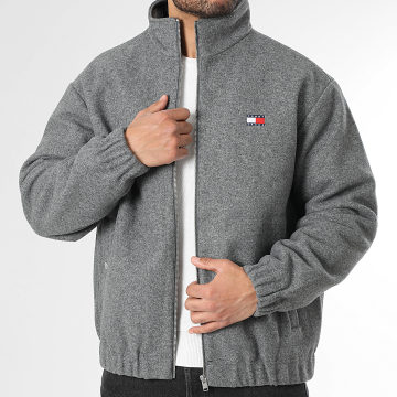 Tommy Jeans - Veste Zippée Essential Wool Padded 2288 Gris Chiné