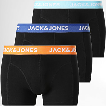 Jack And Jones - Set van 3 Boxers Theodore Solid Zwart Oranje Koninklijk Blauw Licht Blauw
