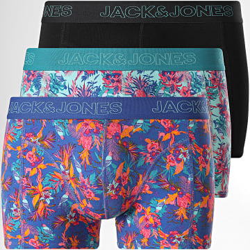 Jack And Jones - Set van 3 Boxers Exotic Leaves Zwart Koninklijk Blauw Licht Groen