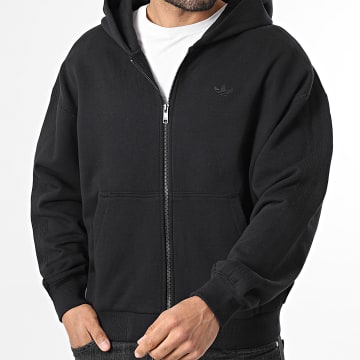 Adidas Originals - Sweat Capuche Zippé A Bandes Essential JC9579 Noir
