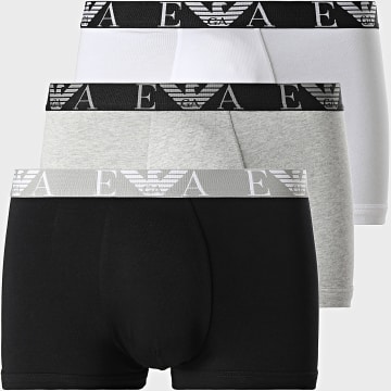 Emporio Armani - Pack de 3 Boxers EM000259-AF20668 Negro Blanco Gris Jaspeado