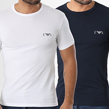 Emporio Armani - Pack de 2 Camisetas EM001849-AF20668 Blanco Azul Marino