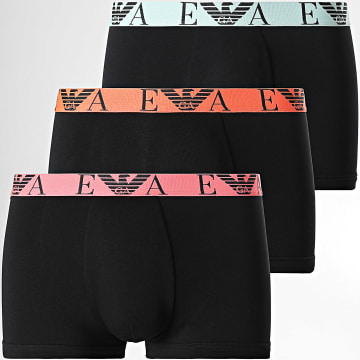 Emporio Armani - Pack de 3 Boxers EM000259-AF20668 Negro Naranja Rosa Verde Claro