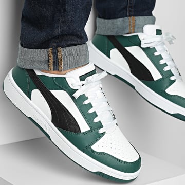 Puma - Zapatillas Rebound V6 Low 392328 Blanco Puma Negro Verde Oscuro