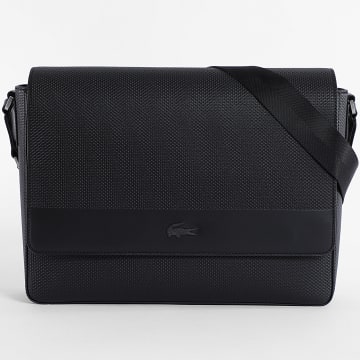 Lacoste - Sacoche Logo Crocodile Métal Noir