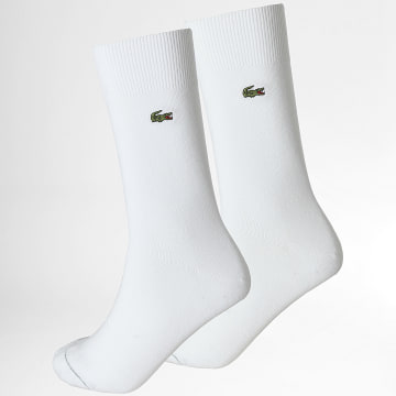 Lacoste - Set di 2 Paia di Calze Logo Ricamato Coccodrillo Bianco