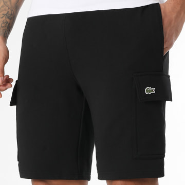 Lacoste - Short Jogging Cargo Regular Fit Logo Brodé Crocodile Noir