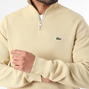 Lacoste - Sweat Col Zippé Classic Fit Logo Brodé Crocodile Beige