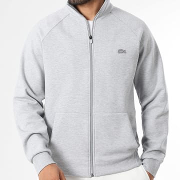 Lacoste - Sweat Zippé Logo Brodé Crocodile Gris Chiné