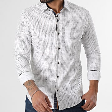 Classic Series - Camisa manga larga 111 Blanco Azul Marino Mostaza