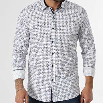 Classic Series - Camisa de manga larga 112 Blanco Azul Marino Azul Real