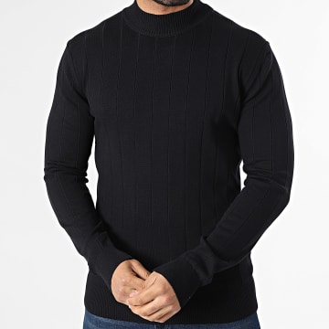 Classic Series - Pull Col Cheminée 001 Bleu Marine Foncé