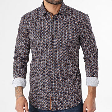 Classic Series - Camisa Manga Larga 112 Azul Marino Naranja Blanco