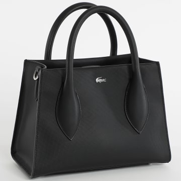 Lacoste - Sac A Main Simili Cuir Femme Logo Crocodile Metal Noir