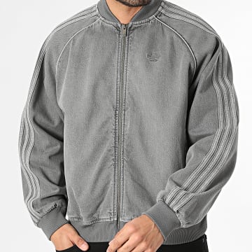 Adidas Originals - Veste Jean Zippée A Bandes SST TT JW5915 Gris