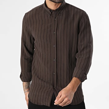 Classic Series - Camisa manga larga texturada 705 Marrón oscuro
