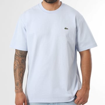 Lacoste - Camiseta Relaxed Fit Logo Bordado Cocodrilo Azul Claro