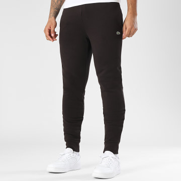 Lacoste - Pantalon Jogging Slim Fit Logo Brodé Crocodile Marron Foncé