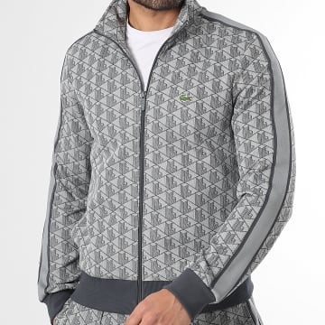 Lacoste - Veste Zippée Logo Brodé Crocodile Regular Fit Gris Chiné