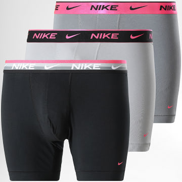 Nike - Lot De 3 Boxers Everyday Cotton Stretch KE1008 Noir Gris Rose Fluo