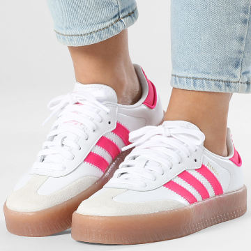 Adidas Originals - Zapatillas Mujer Sambae J JP9532 Calzado Blanco Rosa Impacto Oro Metálico